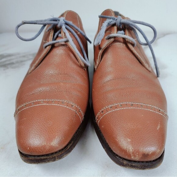Awl & Sundry Handcrafted Cognac Leather Cap Toe Oxford Lace Up Dress Shoes, 9.5 main image 10